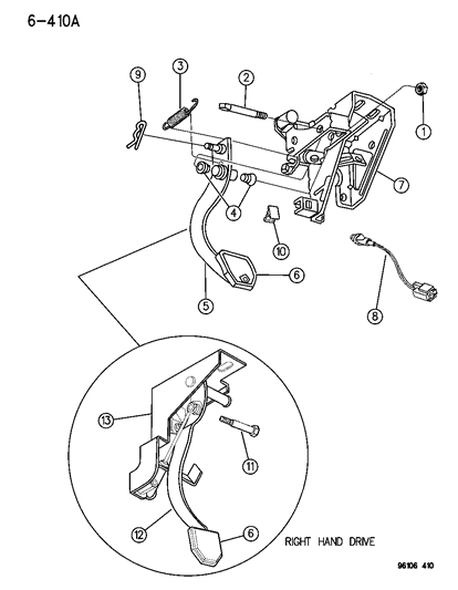 1996 Dodge Neon Shaft-Clutch Pedal Diagram for 4593128