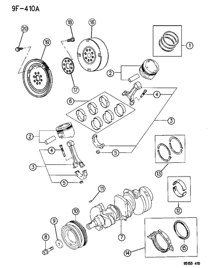 1995 Dodge Stratus Crankshaft, Piston & Torque Converter Diagram 3