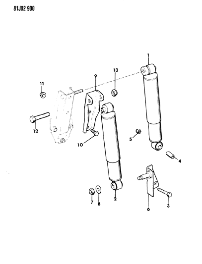 1986 Jeep J10 Dual Front Shock Absorbers Diagram