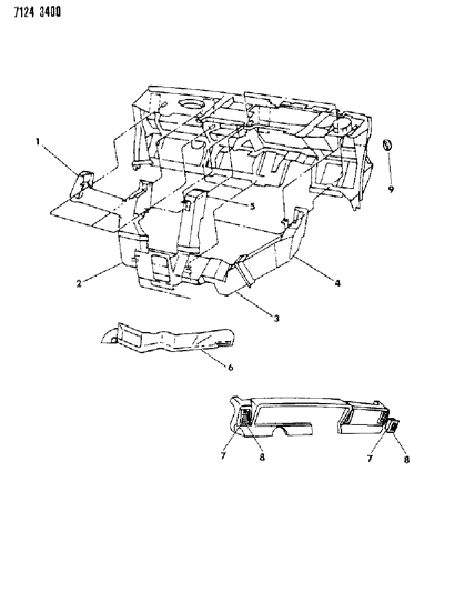 1987 Chrysler Town & Country Air Distribution, Duct, Outlet, Louver, Housing Diagram