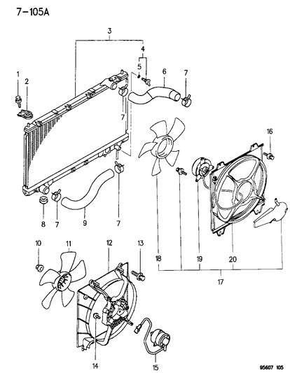 1996 Dodge Avenger Radiator & Related Parts Diagram 1