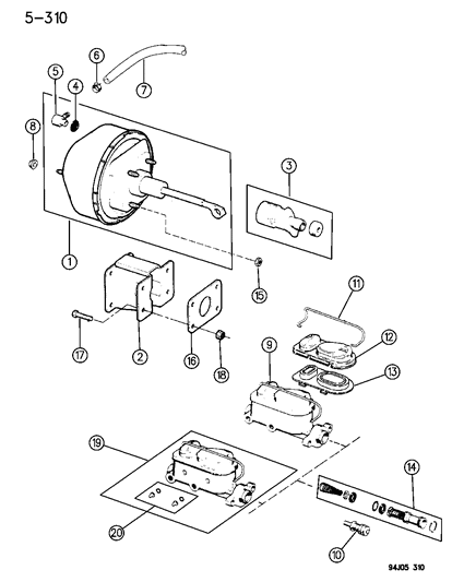 1994 Jeep Wrangler Cylinder, Brake Master Diagram for 4741834