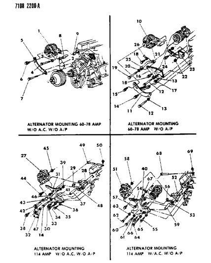 1987 Chrysler Fifth Avenue Alternator & Mounting Diagram 2