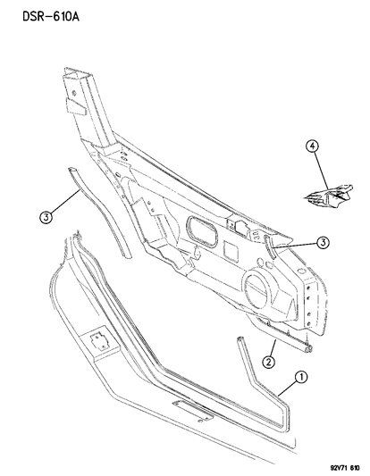 1996 Dodge Viper Seal Assembly-Assembly - Front Door Opening P Diagram for 4709253