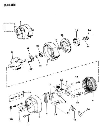 1985 Jeep Wrangler Alternator & Mounting Diagram 1