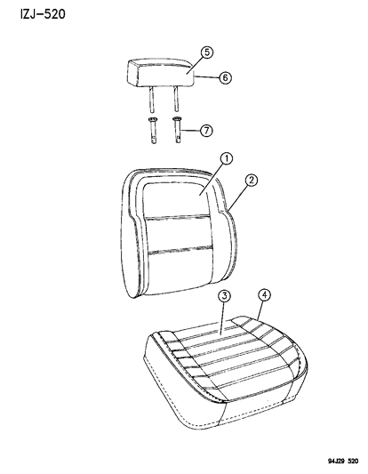 1996 Jeep Grand Cherokee Seat Covers & Seat Assemblies - Front Seat Diagram