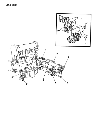 1985 Chrysler Laser Mounting - A/C Compressor Diagram