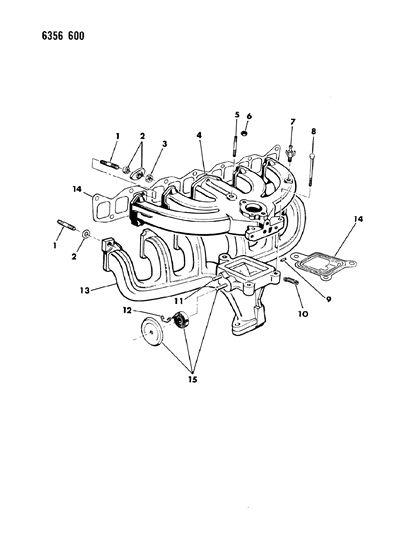 1986 Dodge Ramcharger Manifolds - Intake & Exhaust Diagram 1