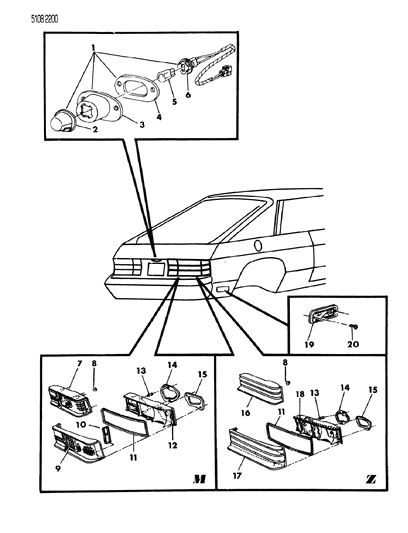1985 Dodge Charger Lamps & Wiring - Rear Diagram 1