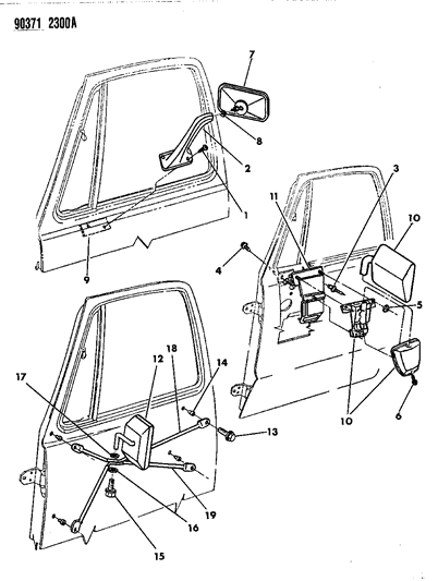 1990 Dodge Ramcharger Mirror - Exterior Diagram