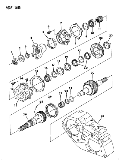 1991 Dodge D150 Case, Transfer, Shafts And Gears Diagram 2