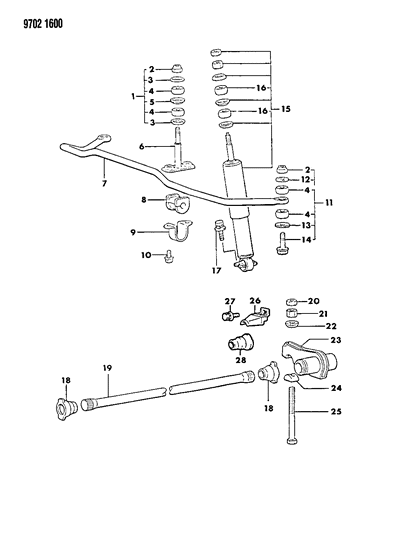 1989 Dodge Raider Repair Kit STABILIZER Link Diagram for MB185476
