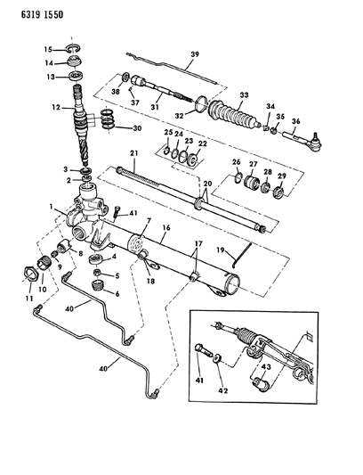 1987 Dodge Dakota Gear - Rack & Pinion, Power & Attaching Parts Diagram