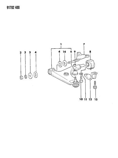 1991 Dodge Colt Arm, Lower Front Suspension Diagram 3