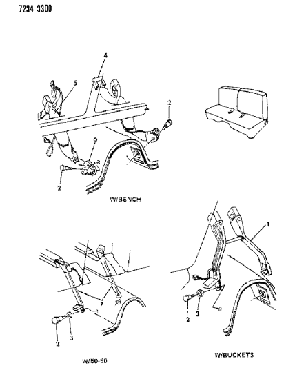 1987 Chrysler Town & Country Belt - Front Seat Inboard Diagram