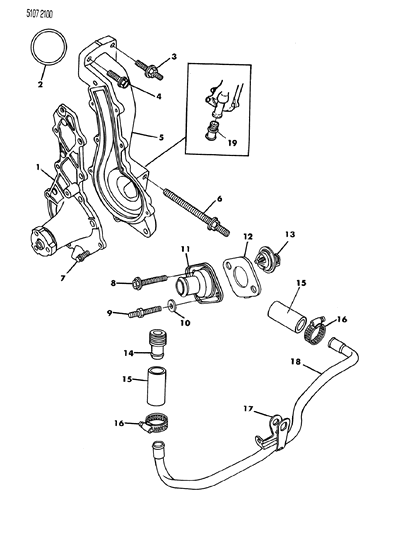 1985 Dodge Caravan Water Pump & Related Parts Diagram 2