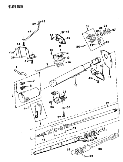 1991 Jeep Wrangler Housing - Steering Column Lower Diagram 1