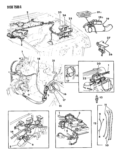 1989 Dodge Daytona Wiring - Engine - Front End & Related Parts Diagram