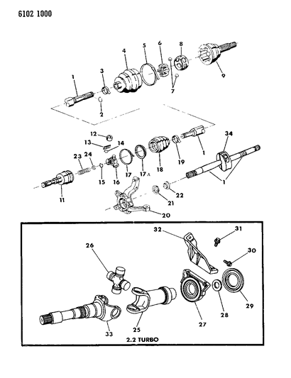1986 Chrysler Town & Country Shaft - Front Drive Diagram 1