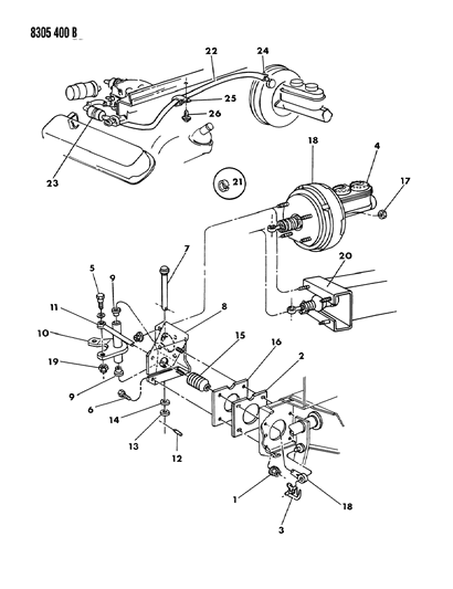 1989 Dodge Ram Van Booster, Master Cylinder Diagram