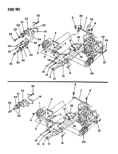 1987 Dodge Ram Van Alternator & Mounting Diagram 1