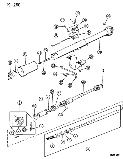 1994 Jeep Cherokee Housing - Steering Column Lower Diagram 3
