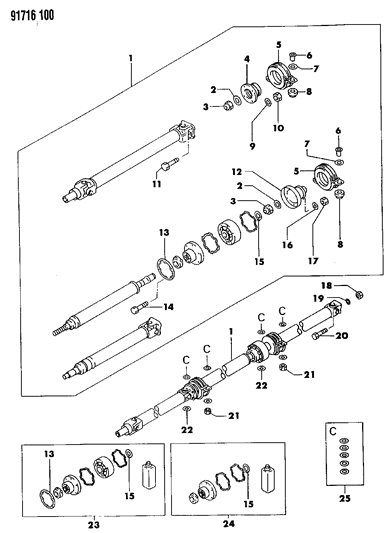 1991 Dodge Stealth Propeller Shaft & Universal Joint Diagram