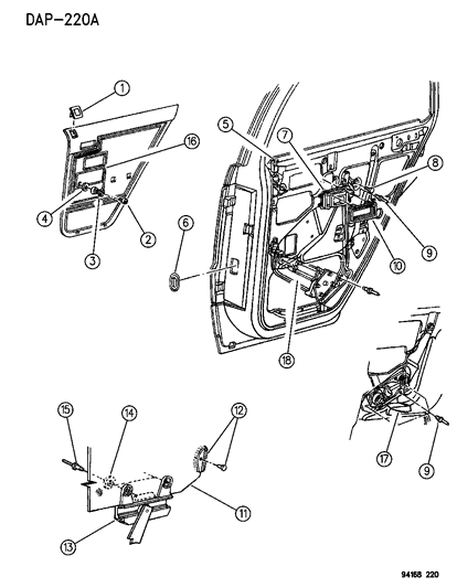 1994 Dodge Shadow Channel Glass Lift Diagram for 4336997
