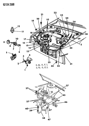 1992 Dodge Shadow Hose Engine To Core Diagram for 4540094