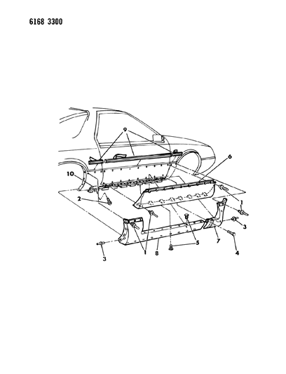 1986 Dodge Daytona Ground Effects Package - Exterior View Diagram 1