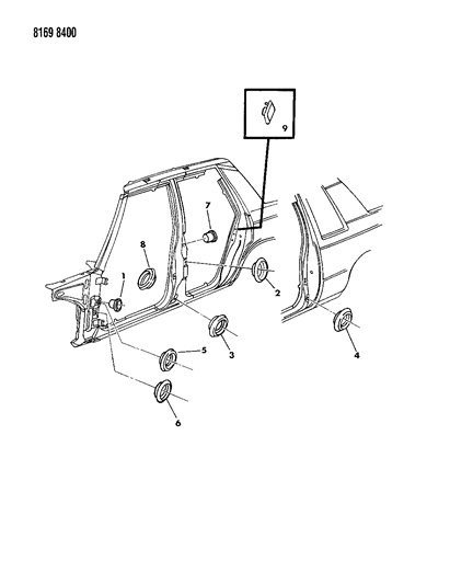 1988 Chrysler Town & Country Plugs - Body Side Diagram