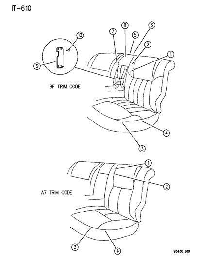 1994 Dodge Intrepid Cover-Assembly - Rear Seat Back Diagram for DB56PB7