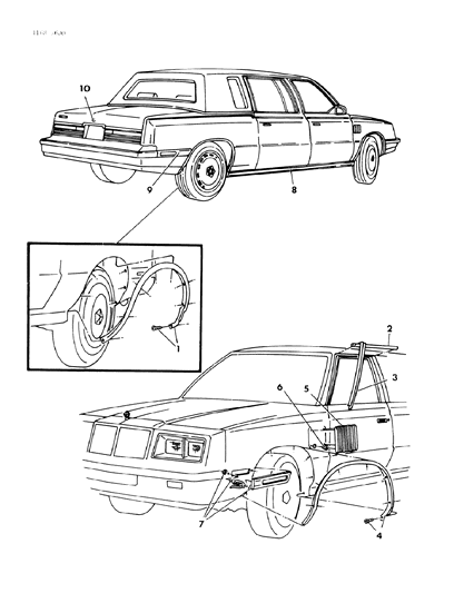 1984 Chrysler Town & Country Mouldings & Ornamentation - Exterior View Diagram 4
