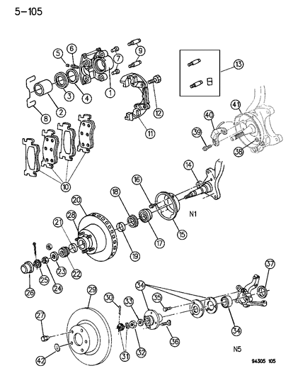 1996 Dodge Dakota Cup-Wheel Bearing Diagram for 3699677
