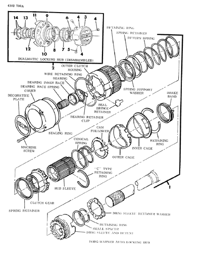 1984 Dodge W150 Hubs & Components, Locking - Front Axles Diagram