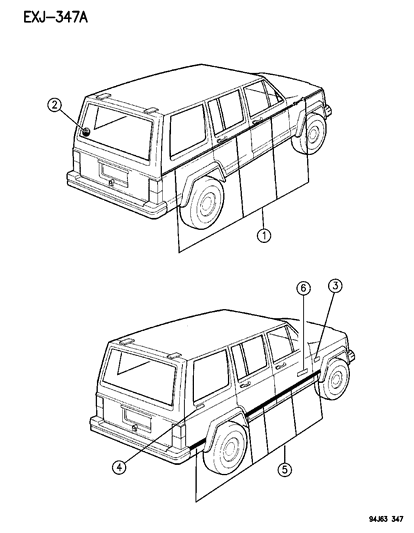 1994 Jeep Cherokee Decals & Tape Stripes Diagram 4