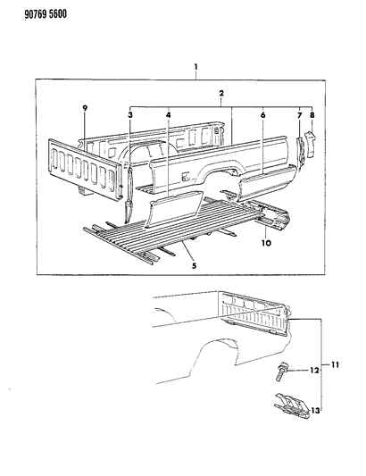 1990 Dodge Ram 50 Sill, Rear End Diagram for MB549200