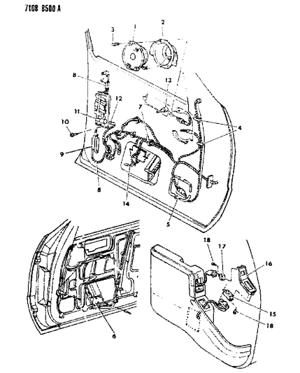 1987 Dodge Lancer Wiring & Switches - Front Door Diagram