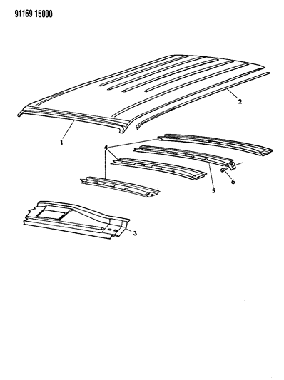 1991 Chrysler Town & Country Roof Panel Diagram