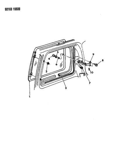 1990 Chrysler Town & Country Glass - Body Side Aperture Diagram