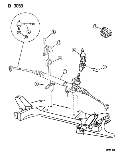 1996 Dodge Neon Gear - Rack & Pinion And Attaching Parts Diagram