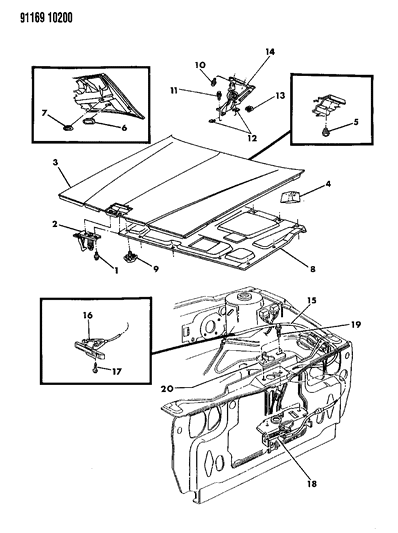 1991 Chrysler New Yorker Handle, Release Hood Latch Diagram for 4490802