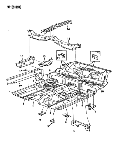 1991 Dodge Daytona Floor Pan Front Diagram