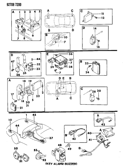 1993 Dodge Stealth BUZZER-Warning Diagram for MB649187