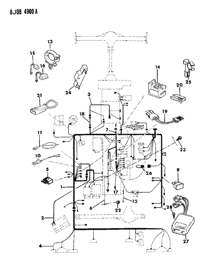 1990 Jeep Cherokee Harness - Engine Compartment Diagram