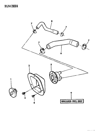 1991 Jeep Wrangler Fuel Tank Filler Tube Diagram