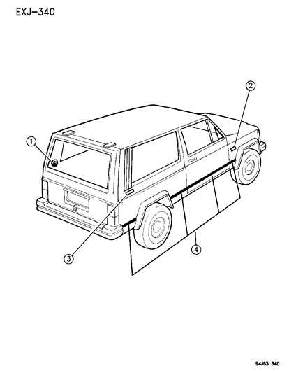 1994 Jeep Cherokee Decals & Tape Stripes Diagram 5