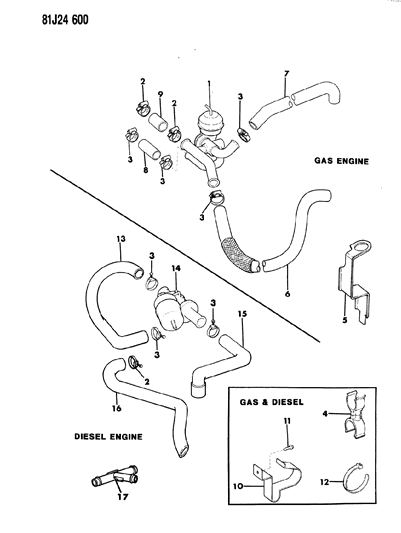 1986 Jeep Comanche Valve-Vacuum Operated-Water Diagram for J3222290