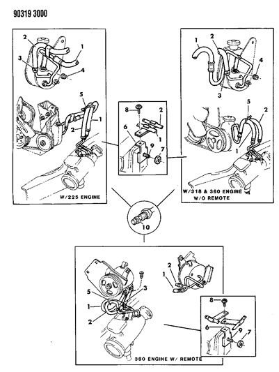 1990 Dodge D150 Hose-Cont Val To Power Steering Pump Return Diagram for 4333376