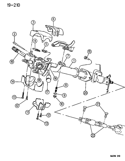 1994 Dodge Ram Van Column, Steering Upper And Lower Diagram